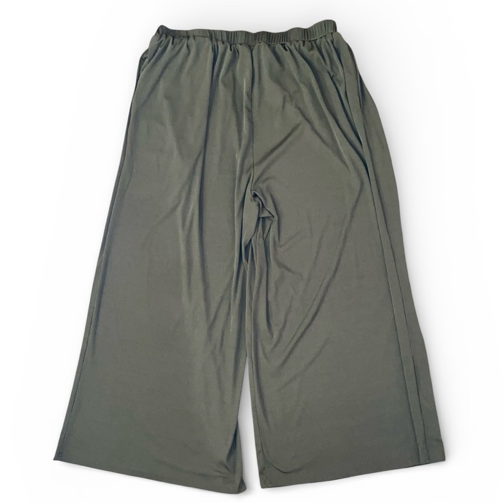 CIDER Elastic Waist Wide Leg Knit Trousers Curve & Plus in Olive Green Size 4X